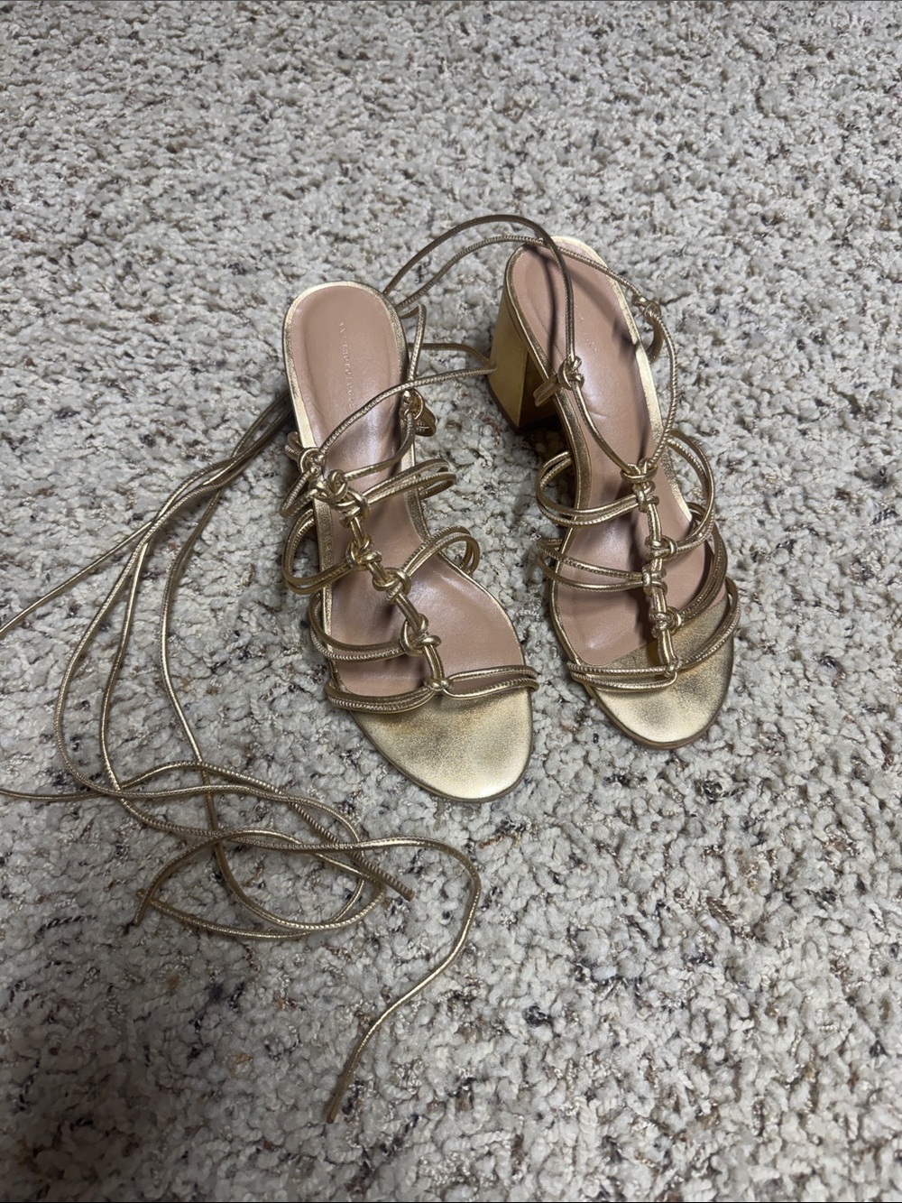 Gold lace up heels, worn once